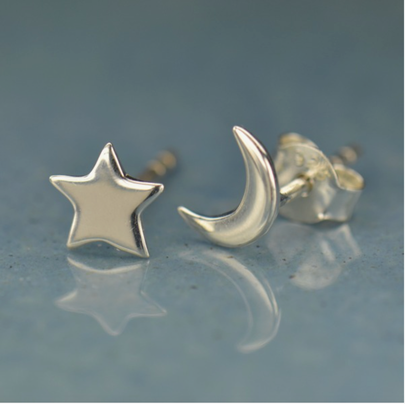 Star and Moon Stud Earrings