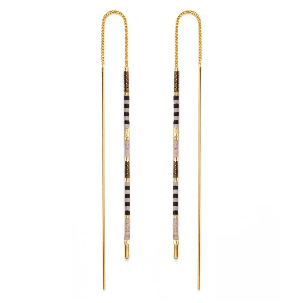 Miyuki Seed Bead Threader Earrings | Traveler Surf Club Chocolate