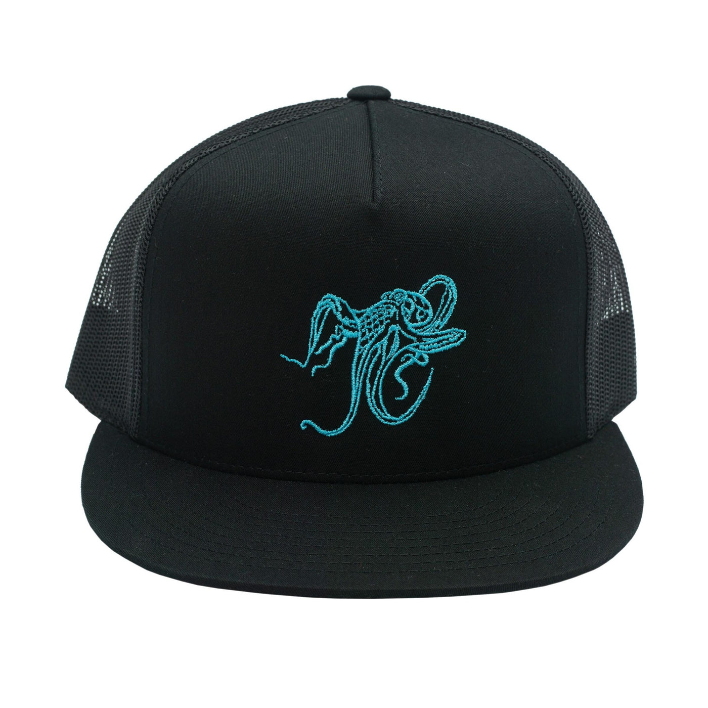 Black Giant Pacific Octopus 5 Panel Trucker Hat