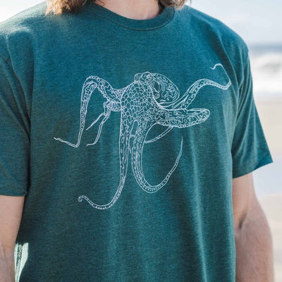 Octopus Tee - Heather Forest Green