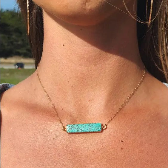 The Turquoise Bar Choker To Necklace