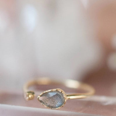 Pietra Adjustable Ring- Gold Vermeil/Moonstone