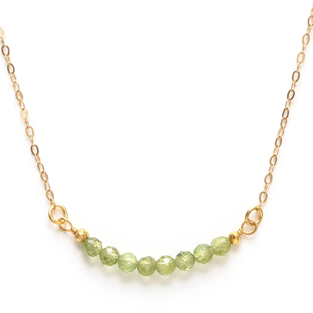 Peridot Bead Bar Necklace Sterling Silver Peridot Bead Bar Necklace Sterling Silver