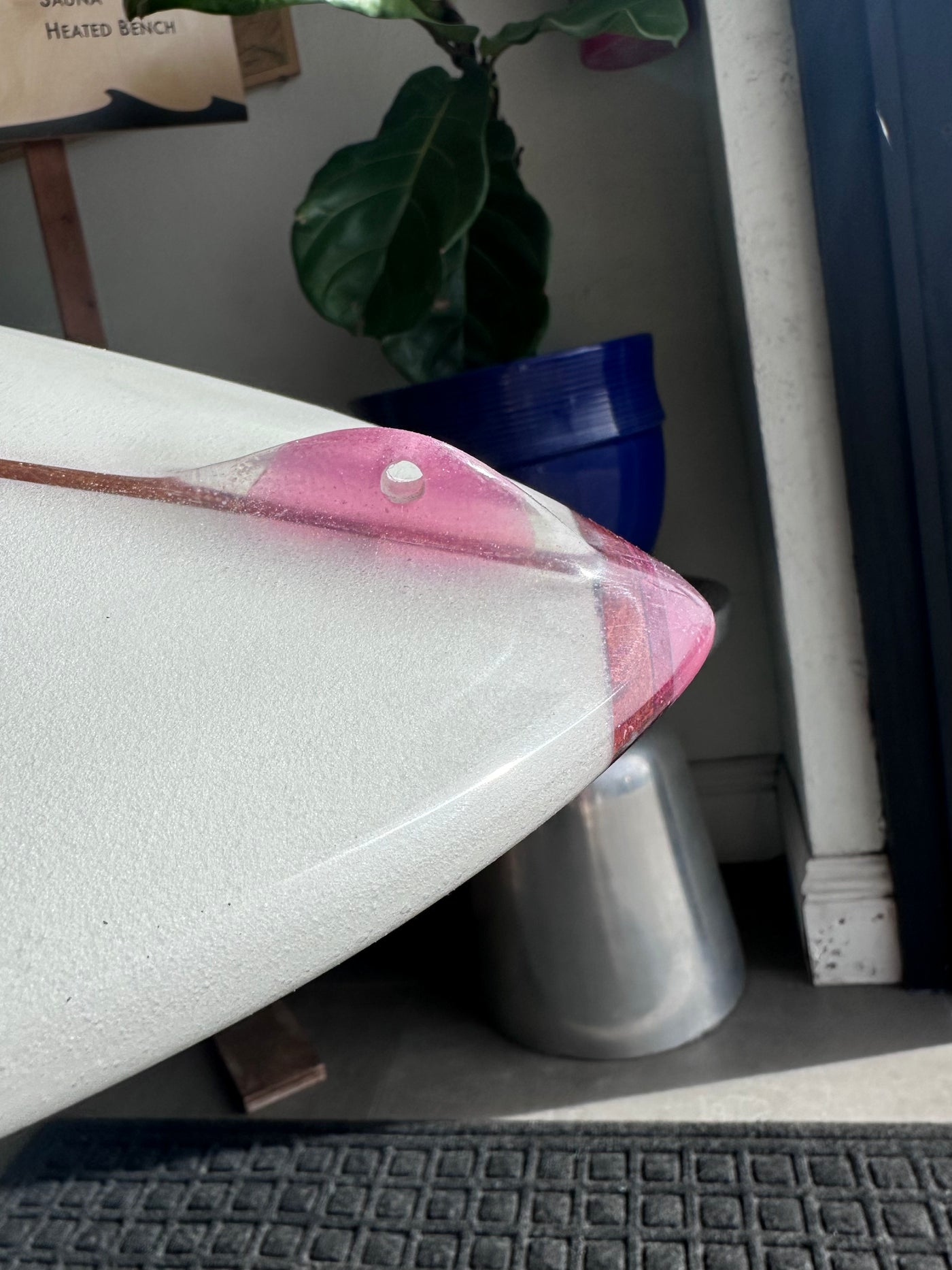7'4 John Schultze Pin Tail: with Multi Colored Resin Tail Block