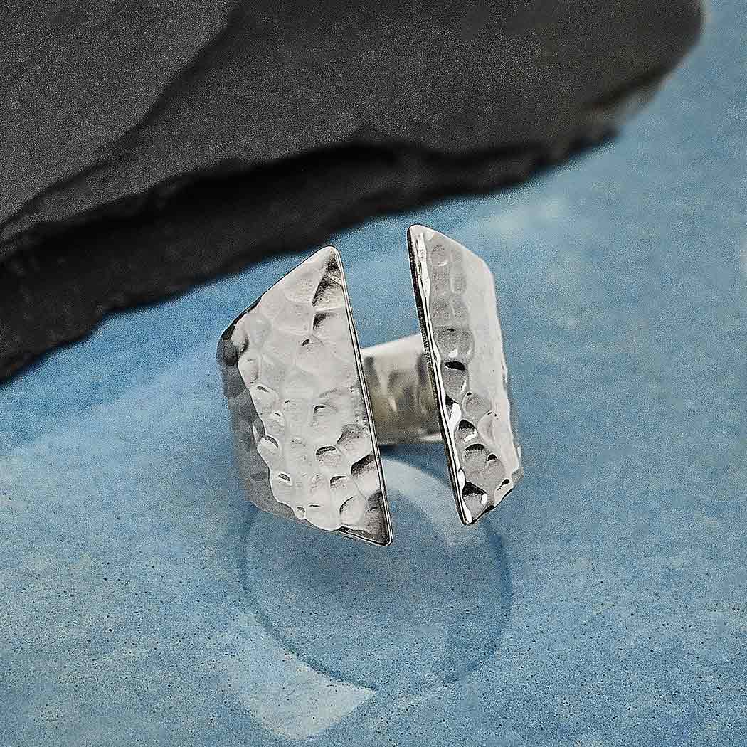 Adjustable Hammered Shield Ring