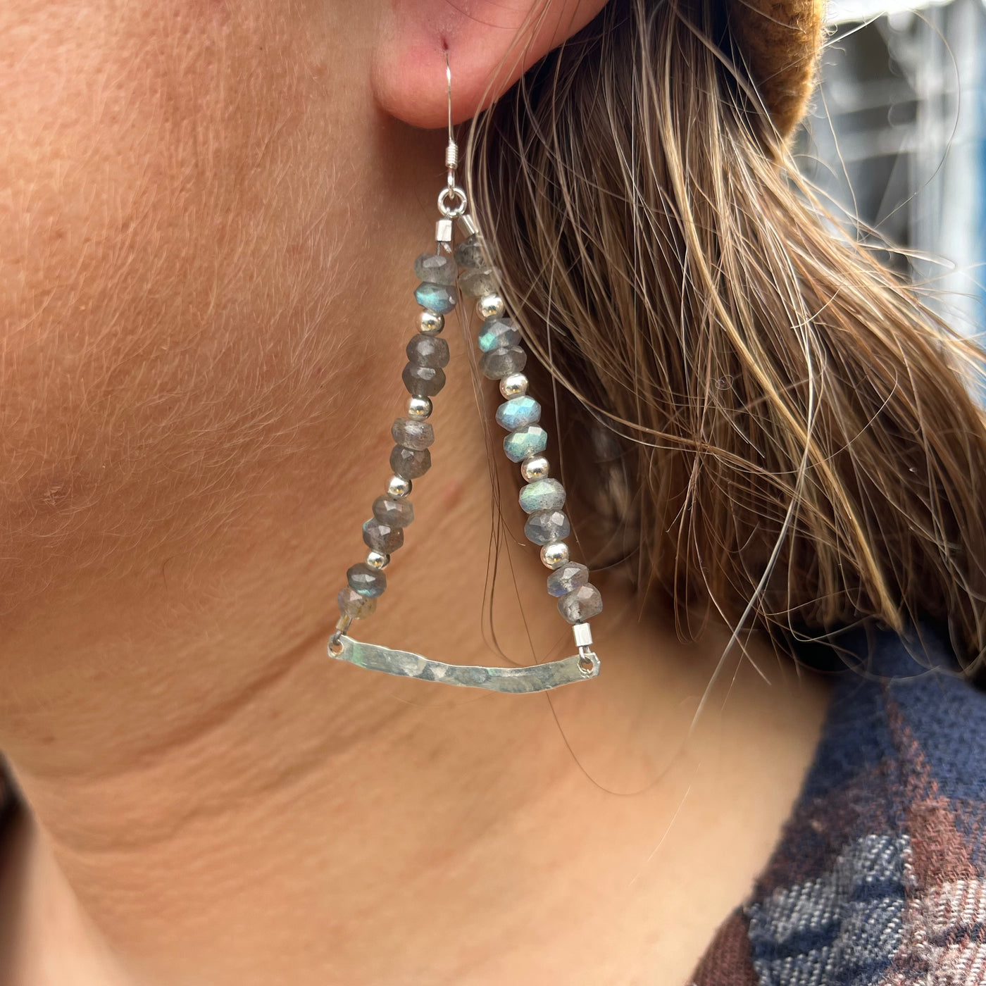 Labradorite Triangle Earrings