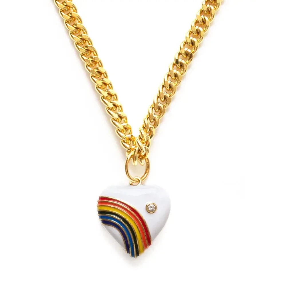 80's Rainbow Heart Necklace