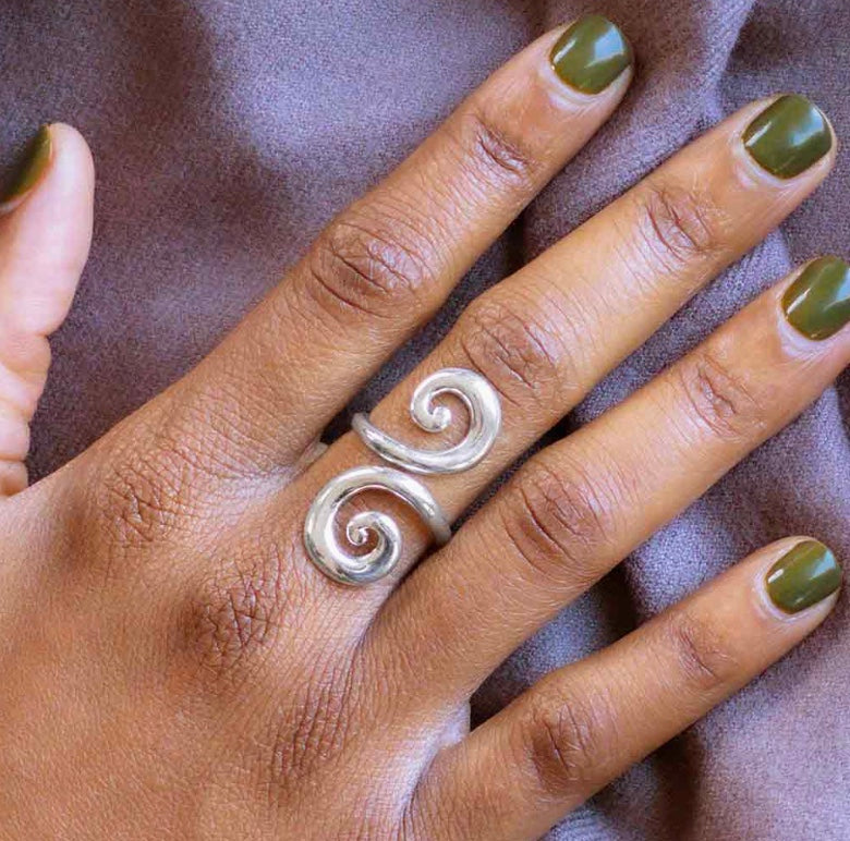 Sterling Silver Swirl Adjustable Ring