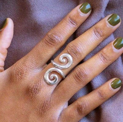 Sterling Silver Swirl Adjustable Ring