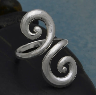 Sterling Silver Swirl Adjustable Ring