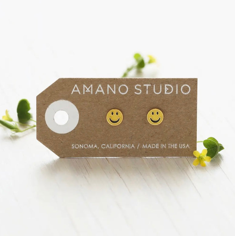 70's Smiley Face Stud Earrings