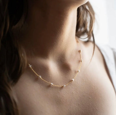 Freshwater Pearl Station Chain Necklace