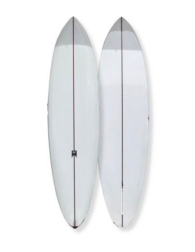 7'4 John Schultze Pin Tail: with Multi Colored Resin Tail Block
