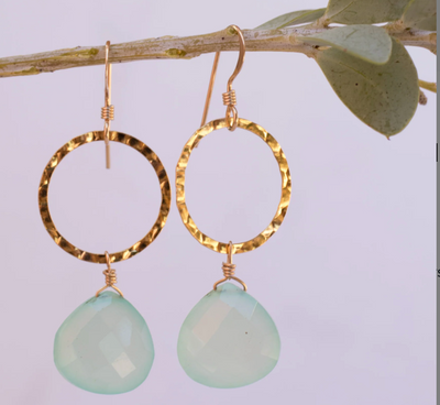 Aqua Chalcedony Earrings-14k Fill