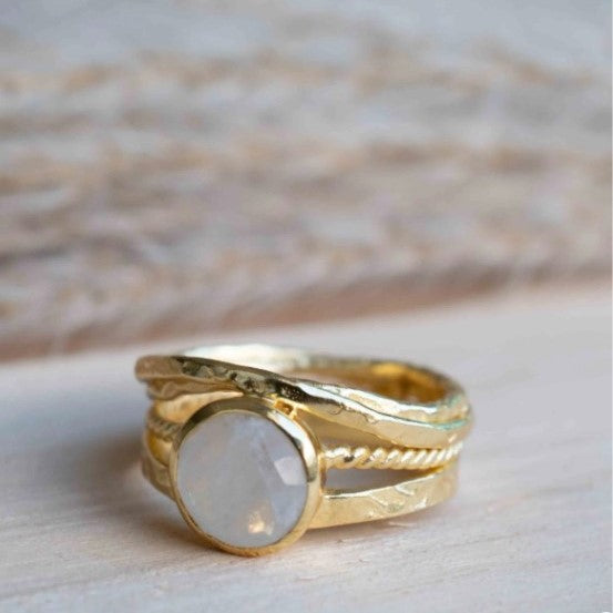 Moonstone Gold Plated Statement Ring