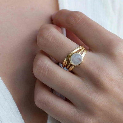 Moonstone Gold Plated Statement Ring