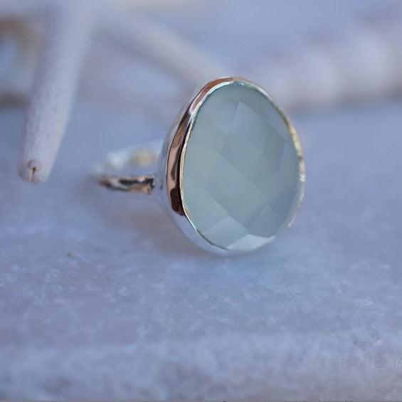 Aqua Chalcedony Ring