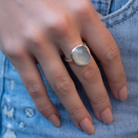 Aqua Chalcedony Ring