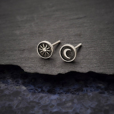 Raised Sun & Moon Earrings