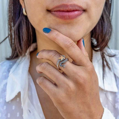 Adjustable Octopus Ring with Bronze Starfish