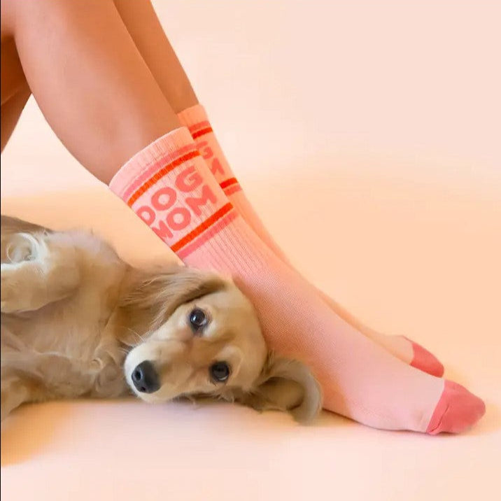 Dog Mom Striped Ribbed Crew Socks