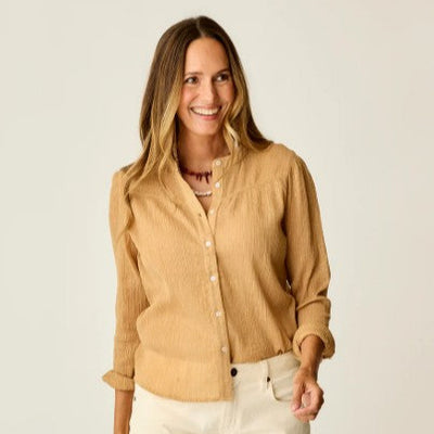 Tatum Double Gauze Shirt Camel Lurex