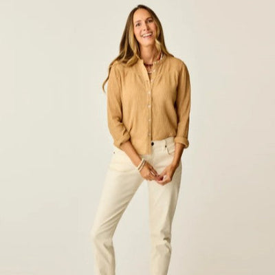 Tatum Double Gauze Shirt Camel Lurex