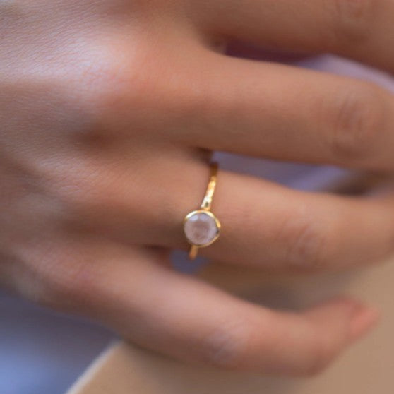 Rose Quartz Gold Ring