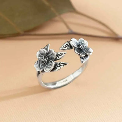 Adjustable Two Flower Dogwood Ring