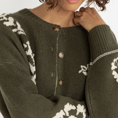 antique floral crop cardigan