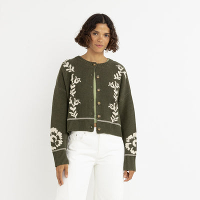 antique floral crop cardigan