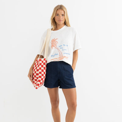 lola check crochet tote bag