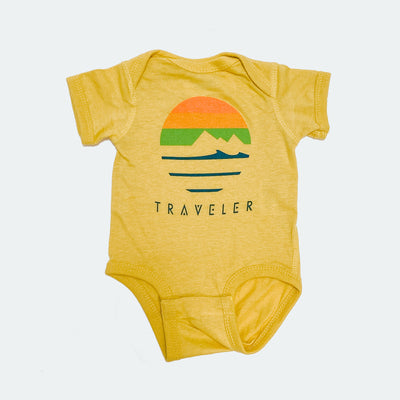 Traveler Baby Logo Onesie