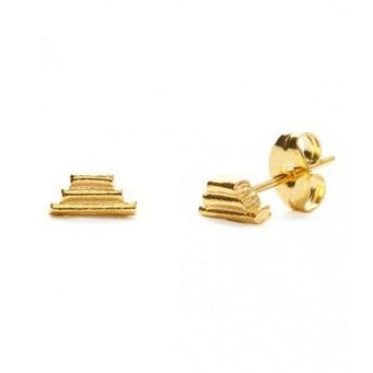 Pyramid Stud Earrings - 24K Gold