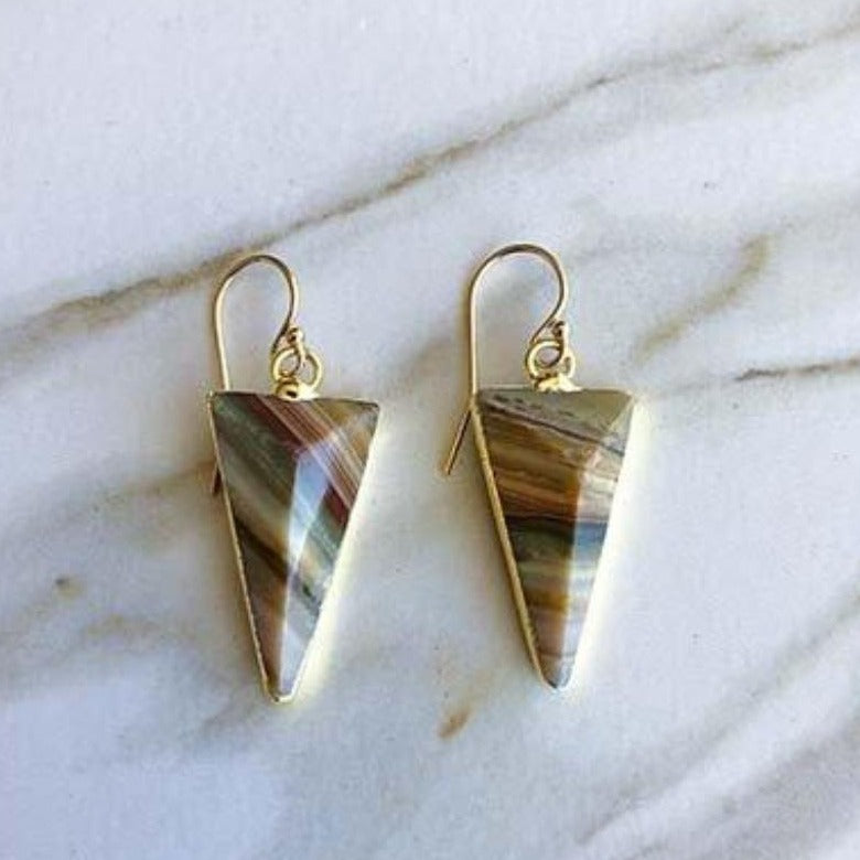 Jasper Triangle Earrings