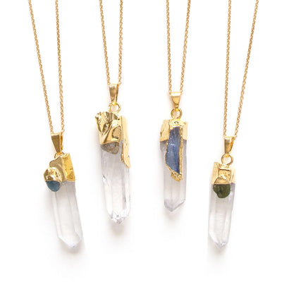 Quartz Points with Gemstones Necklace