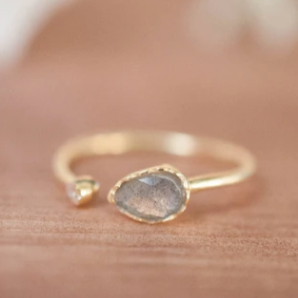 Pietra Adjustable Ring- Gold Vermeil/Labradorite