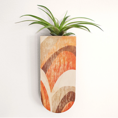 Abstract Skinny Pocket Wall Planter - Orange brown