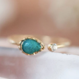 Pietra Adjustable Ring- Gold Vermeil/Copper Turquoise