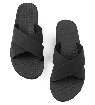 Women's Cross Black Sandals- Black