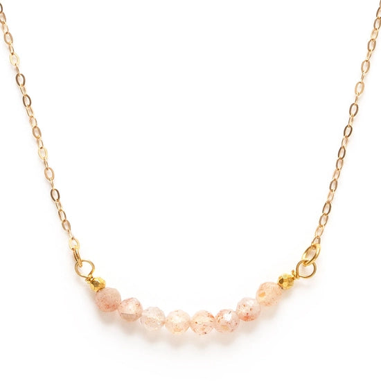3mm Gemstone Pebbles Necklace- Peach Moonstone