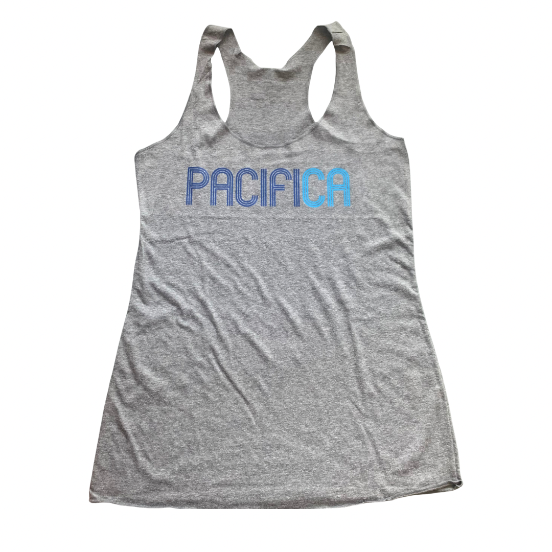 Pacifica Women's Tank - Grey w/ blue logo