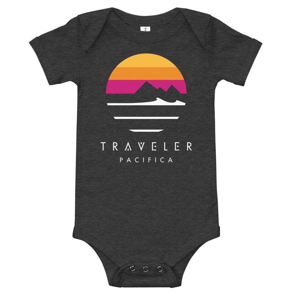 Traveler Pacifica Sunset Logo Baby Onesie